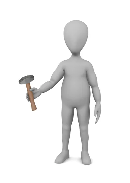 3d render of cartoon character with hammer — Stock Photo, Image