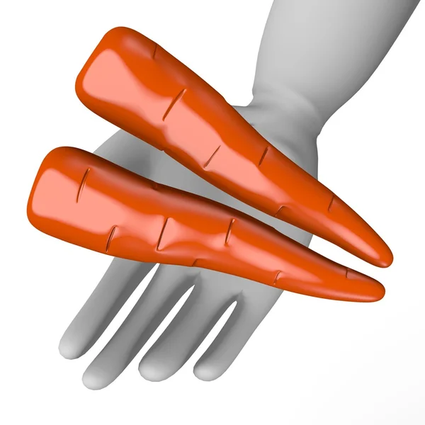 3D візуалізація мультиплікаційного персонажа з морквою — стокове фото