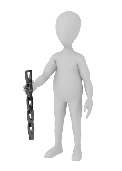 3D визуализация персонажа мультфильма с цепью — стоковое фото