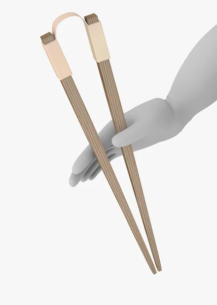 3d render of cartoon character with chopsticks — Stock Photo, Image