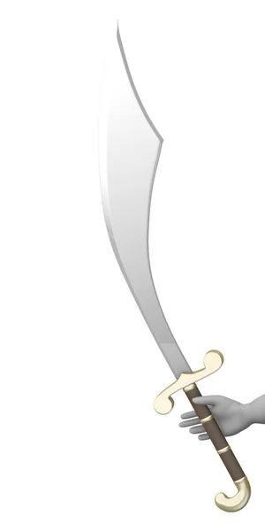 エキゾチックな剣での漫画のキャラクターの 3 d レンダリング — ストック写真