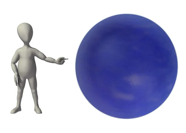 3d renderizado de personaje de dibujos animados con planeta neptune — Foto de Stock