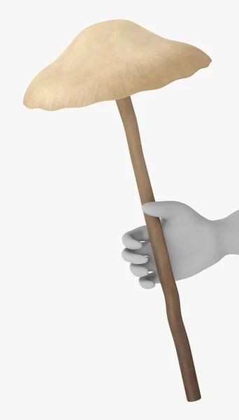 3D gör av seriefiguren med psilocybe bohemica (magic mushroom) — Stockfoto