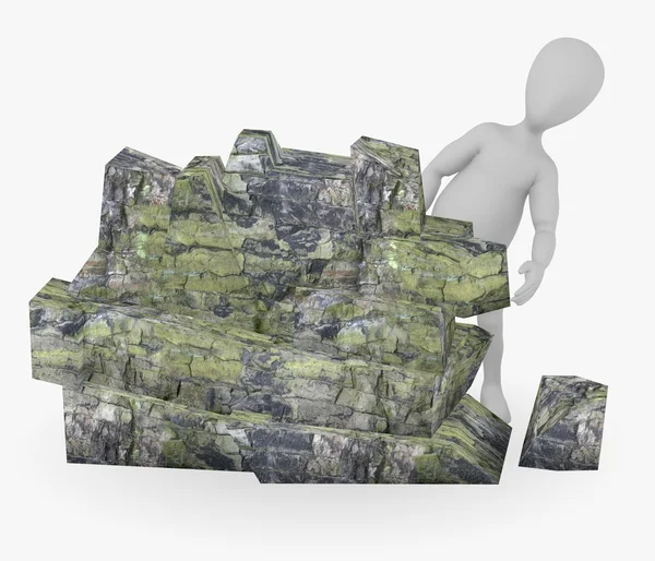 3D візуалізація мультиплікаційного персонажа з каменем — стокове фото