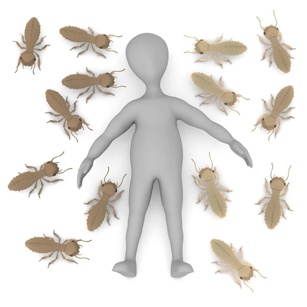 3D vykreslení kreslené postavičky s termitů — 图库照片