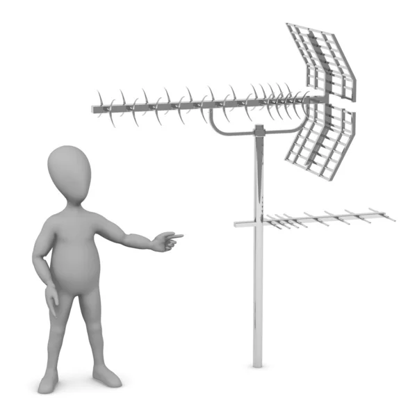 3D-Darstellung der Zeichentrickfigur mit Antenne — Stockfoto