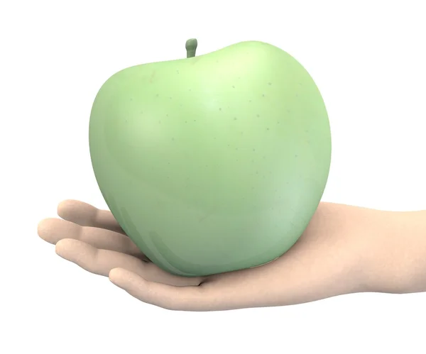 3d renderizado de la mano con manzana — Foto de Stock