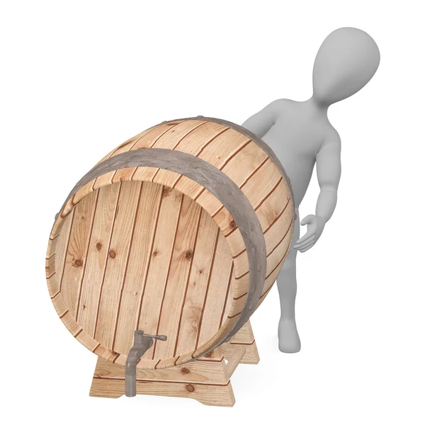 3d renderizado de personaje de dibujos animados con barril de madera —  Fotos de Stock