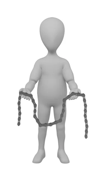 3d render of cartoon character with bike chain — Stock Photo, Image