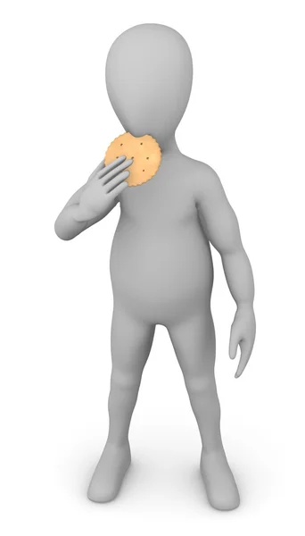 Renderização 3d de personagem de desenho animado com biscoito — Fotografia de Stock