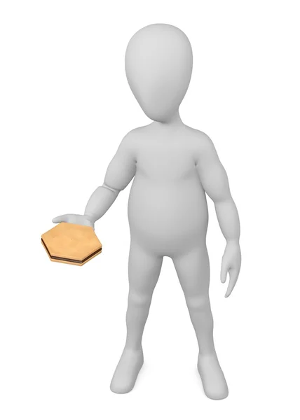 3d renderizado de personaje de dibujos animados con galleta — Foto de Stock