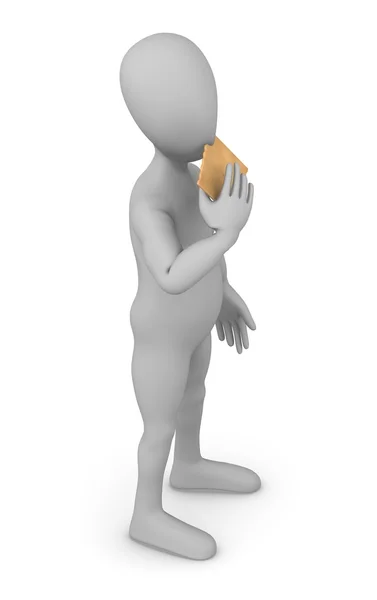 3d render of cartoon character with biscuit — Stock Photo, Image