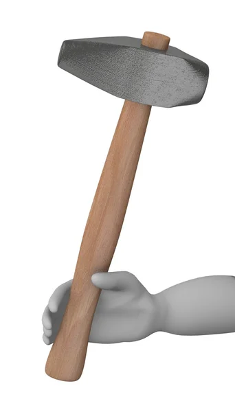 3D-Darstellung der Cartoon-Figur mit Hammer — Stockfoto