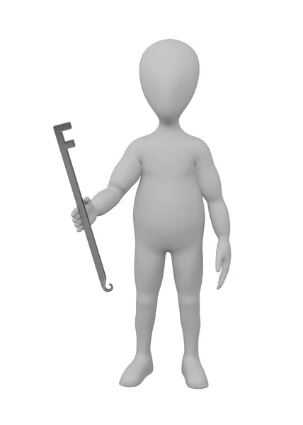 3d render of cartoon character with tool — Stock Photo, Image