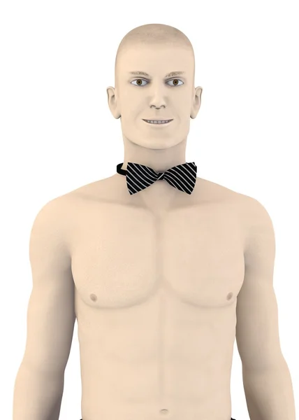 Render 3D charakter sztuczna z bowtie — Zdjęcie stockowe