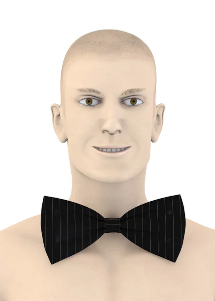 Render 3D charakter sztuczna z bowtie — Zdjęcie stockowe