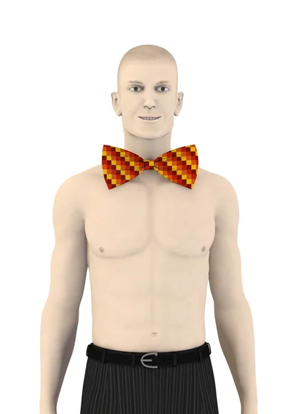 3d render of artifical character with bowtie — Stock Photo, Image
