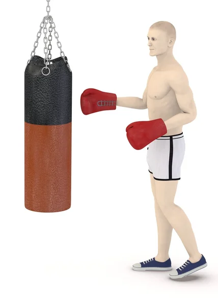 3d renderizado de boxeo masculino artificial — Foto de Stock