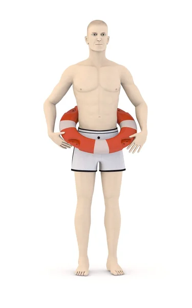3d render of artifical male with buoy — Stock Photo, Image