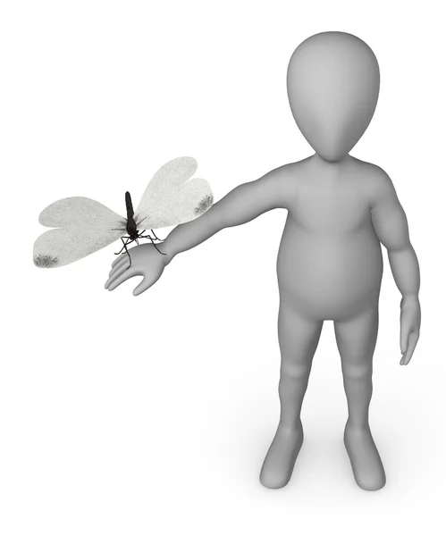 stock image 3d render of cartoon character with butterfly