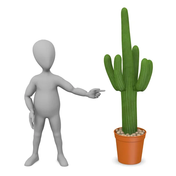3D render av seriefiguren med kaktus — Stockfoto