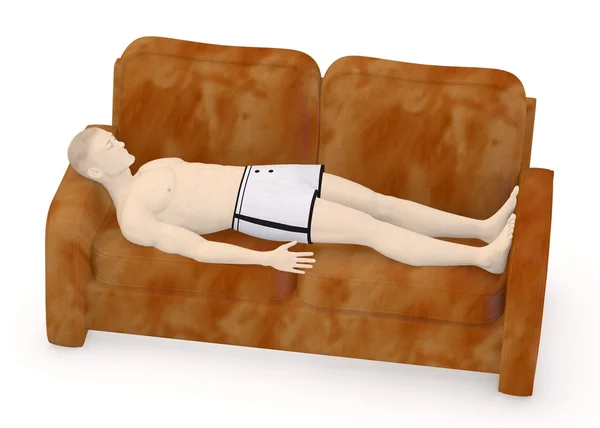 3D візуалізація артефактного чоловіка з диваном — стокове фото