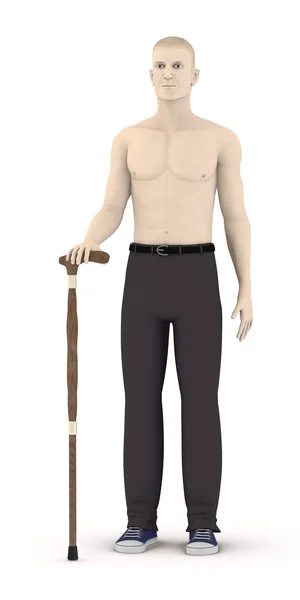 3d renderizado de macho artificial con caña — Foto de Stock