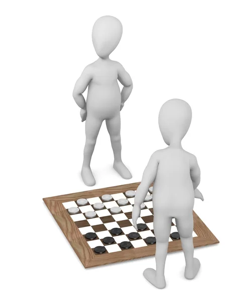 3d render of cartoon character playing checkers — Stock Photo, Image