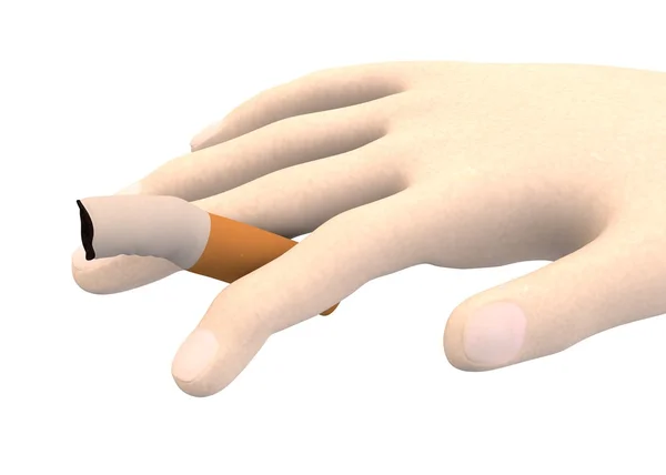 3d render of hand with cigarette end — Stock Photo, Image