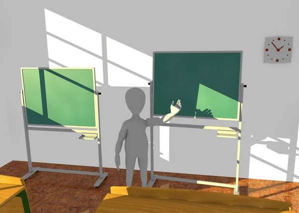 3D render van personage in het klaslokaal onderwijs — Stockfoto