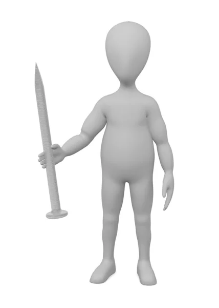 3D візуалізація мультиплікаційного персонажа з накидним цвяхом — стокове фото