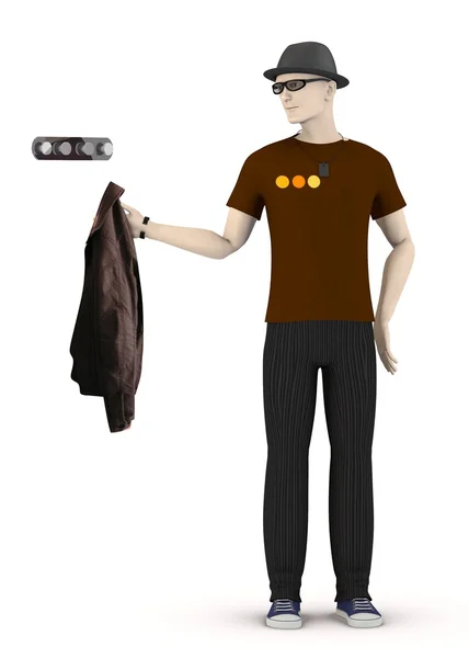 3d render of artificial character with coat — Stock Photo, Image