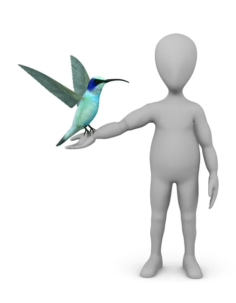 3D render colibri ile çizgi film karakteri — Stok fotoğraf