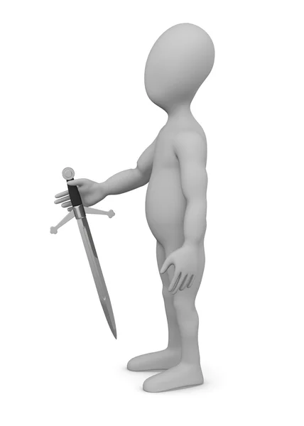 卡通人物用匕首的 3d 呈现器 — 图库照片