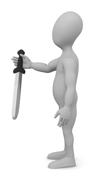 3D renderowania postać z kreskówek z sztylet — Zdjęcie stockowe