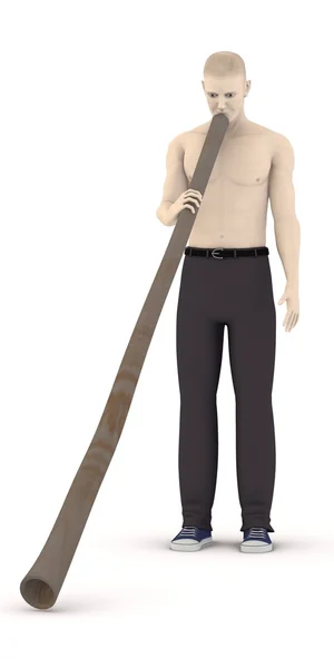 3d render of artificial character with digeridoo — Stock Photo, Image