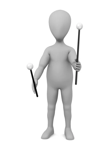 3d render of cartoon character with drum sticks — Stock Photo, Image