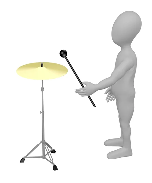 3d renderização de personagem de desenho animado com cymbal — Fotografia de Stock