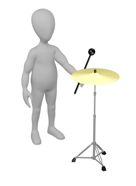 3D render av seriefiguren med cymbal — Stockfoto