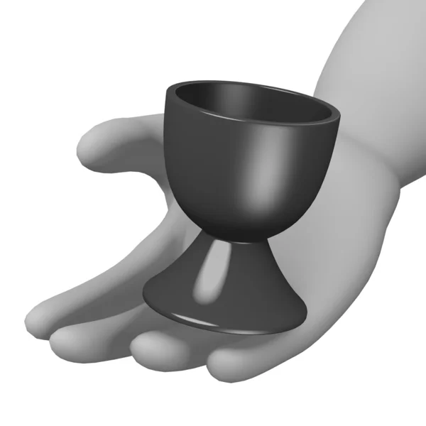 3D визуализация персонажа мультфильма с яйцом чашки — стоковое фото