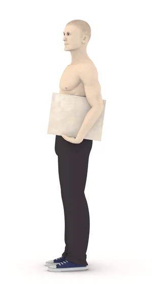 Zarf ile yapay karakteri 3D render — Stok fotoğraf