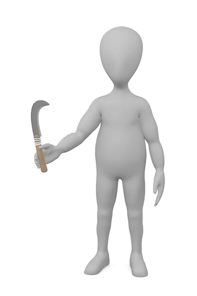 3d render of cartoon character with farming tool — Stock Photo, Image
