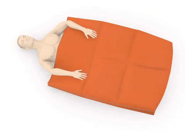 3D render van kunstmatige karakter in bed — Stockfoto