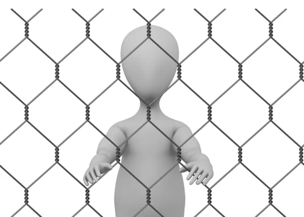 3D vykreslení kreslené postavičky s řetězu plot — Stock fotografie
