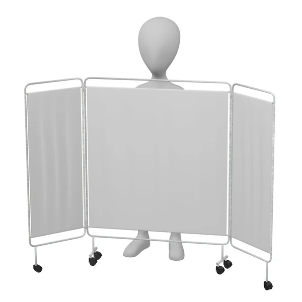 3d render of cartoon character with folding screen — Stock Photo, Image