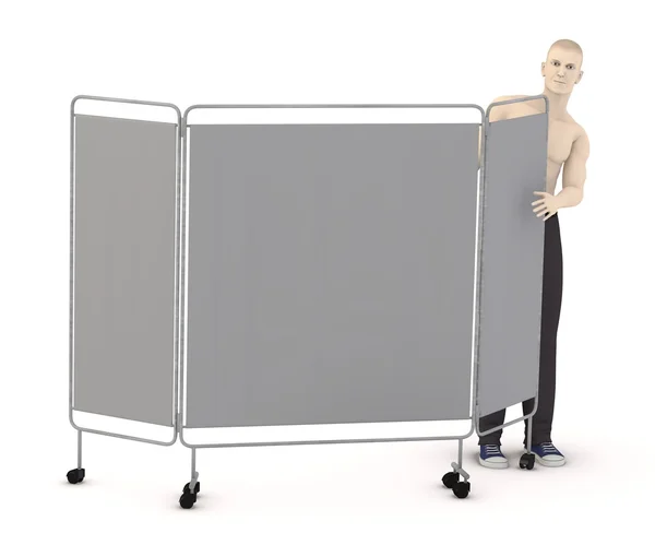 3d render of artifical character with folding screen — Stock Photo, Image