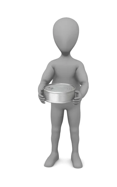 3D рендеринг персонажа мультфильма с баночкой еды — стоковое фото