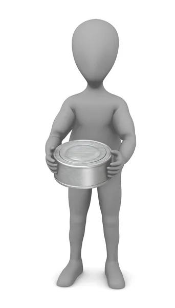 3d render of cartoon character with food can — Stock Photo, Image