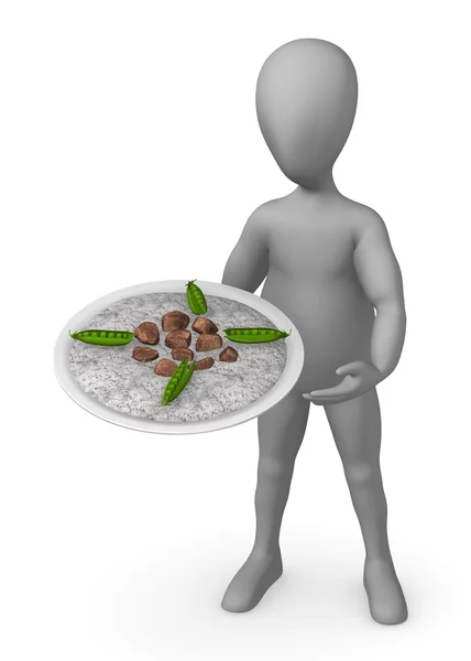 3d render of cartoon character with food — Stock Photo, Image