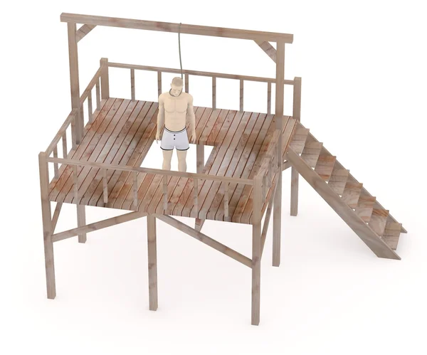 3d render of artificial character on gallows — Stock Photo, Image